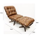 Ver imagem 4 de Kit Poltrona + Puff Costela Cor Whisky Base Giratória Madeira Castanho