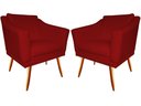 Ver imagem 1 de Kit 2 Poltronas Decorativa Agatha Suede Vermelho Pés Madeira Mz Decor