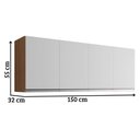 Ver imagem 2 de Armário Aéreo Andréia 150 Cm 4 Portas Amendoa Branco Ajl