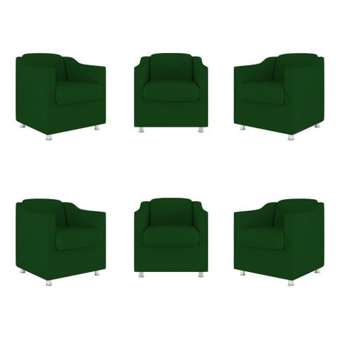 Kit 06 Poltronas Tilla Consultório Recepção Sala Suede Balaqui Decor Cor:verde