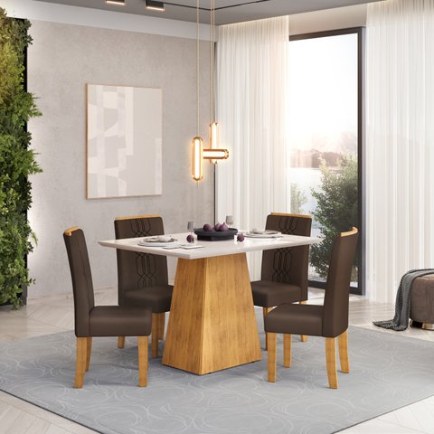 Mesa de Jantar Retangular Dulce 120x90cm Cedro Off White Dj Móveis