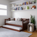 Ver imagem 1 de Sofá Cama com Cama Auxiliar em Madeira Maciça Zurique Castanho