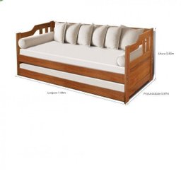 Sofá Cama com Cama Auxiliar em Madeira Zurique  - 3