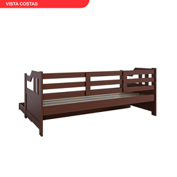 Sofá Cama com Cama Auxiliar em Madeira Maciça Zurique Castanho - 3