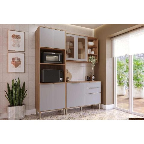 Cozinha Modulada Mgm 3 Peças Brilhante C3p55 Cinamomo/platina