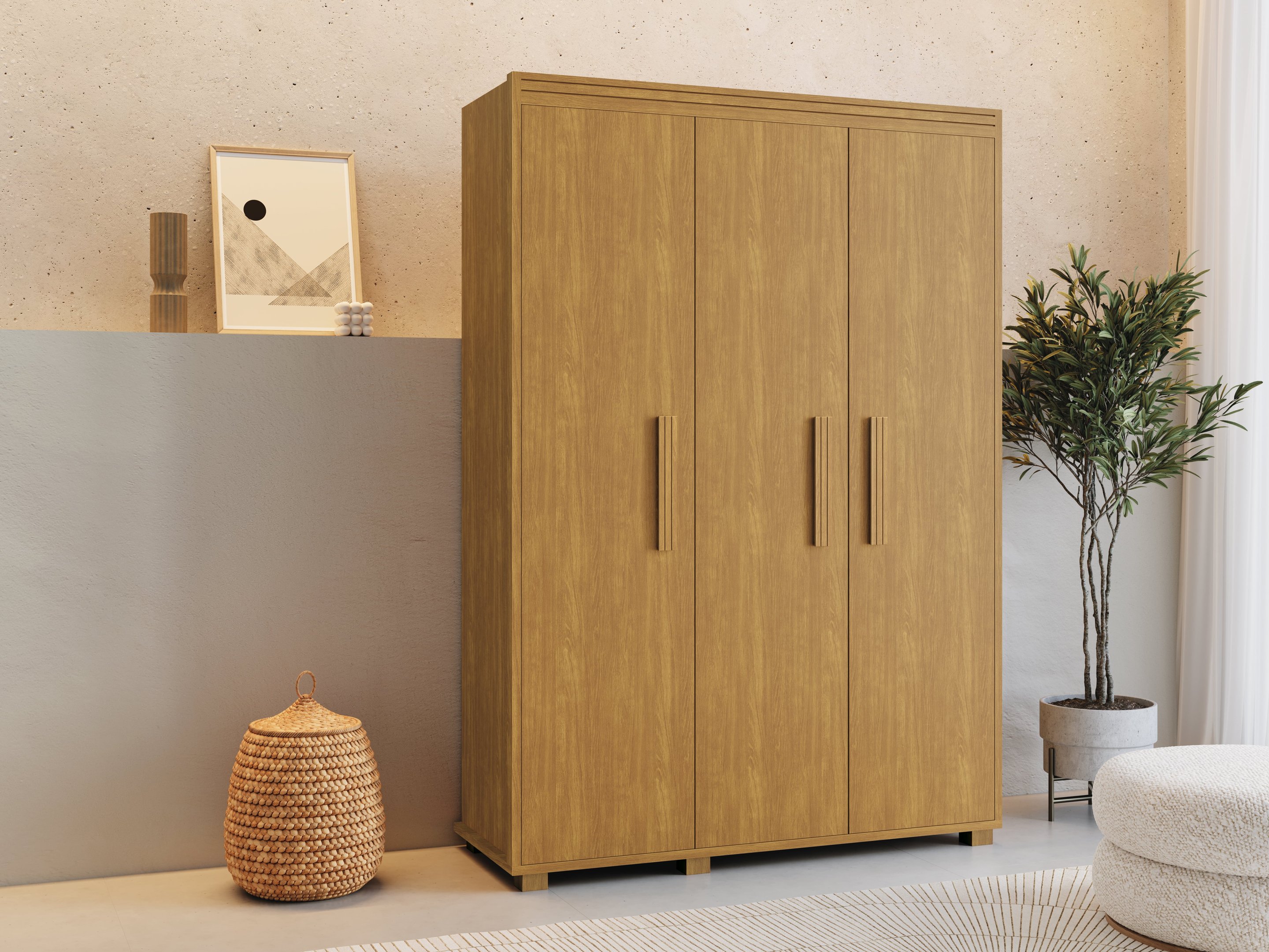 Guarda Roupa Belize Solteiro Jasper 3 Portas 100% Mdf:cinamomo ...
