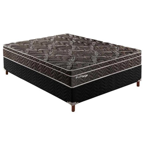 Cama Box Casal: Colchão Molas Ensacadas Paropas MasterPocket Privilege + Base CRC Suede Black(