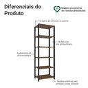 Ver imagem 4 de Armário Estante Multiuso Organizador Despensa 5 Prateleiras 59cm Rustic/preto Madesa