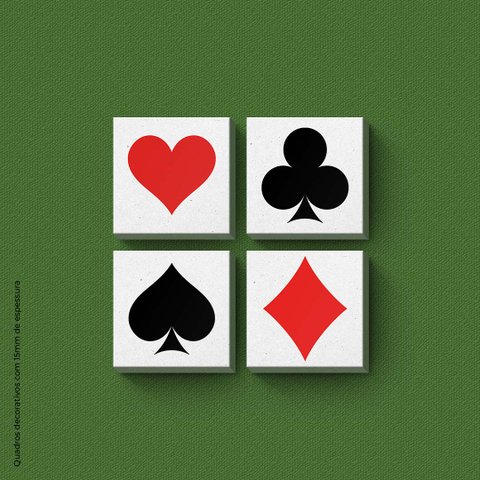 Naipes - Quadro ou Placa Decorativa com 4 Peças É Decoração Quadros e Placas Decorativas 15mm - Quad