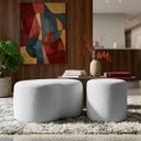 Ver imagem 1 de Puff Orgânico Feijão Curvo com Puff Redondo Akl para Sala Bouclê Branco Multiuso - Arkell