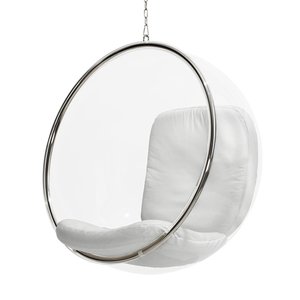 Poltrona Bubble Chair Acrilico com Estofado Sintético - Branco
