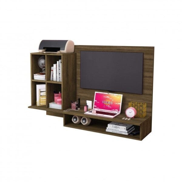 Conjunto Quarto de Solteiro Escrivaninha com Painel para TV até 37 Polegadas Cômoda 06 Gavetas Espre - 3