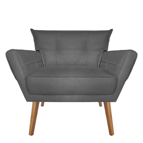 Poltrona Decoratica Livia Suede Cinza - Dominic Decor