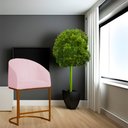 Ver imagem 2 de Poltrona Estilo Banqueta Decorativa Mia Suede Base Metal Bronze - Estopar Poltrona Mia Suede Rosa Be