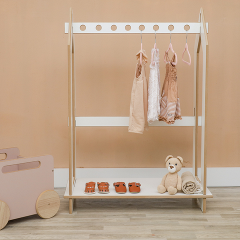 Arara de Chão Cabideiro Infantil 100% Mdf com Prateleira Auxiliar - Casa