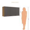 Ver imagem 4 de Armário Aéreo Ônix 3 Portas Arte Móveis:cinamomo/grafite