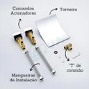 Ver imagem 5 de Torneira Moderna Duplocomando Parede Banheiro Lavabo Prata