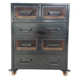Cômoda Grande para Quarto com 6 Gavetas - Modelo Industrial - Ferro Preto e Madeira Maciça Canela - 3