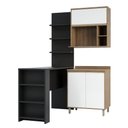 Ver imagem 3 de Cozinha Compacta 4 Peças com Bancada Mesa Gourmet Armário com Nicho Balcão 80cm Mel Luciane Móveis
