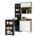Ver imagem 2 de Cozinha Compacta 4 Peças com Bancada Mesa Gourmet Armário com Nicho Balcão 80cm Mel Luciane Móveis