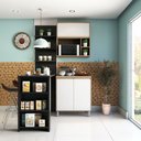 Ver imagem 1 de Cozinha Compacta 4 Peças com Bancada Mesa Gourmet Armário com Nicho Balcão 80cm Mel Luciane Móveis