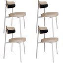 Ver imagem 1 de Kit 04 Cadeiras Estofada para Sala de Jantar Astrid Branco C01 Linho Areia Courino Preto - Lyam