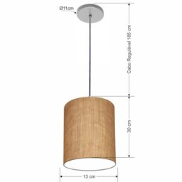 Luminária Pendente Md-4102 Cúpula em Tecido Cor Palha Cor da Canopla Cinza e Fio Transparente - 4