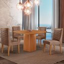 Ver imagem 1 de Mesa de Jantar Eloise 90cm Tampo Mdf 4 Cadeiras Moderna Tork/naturale
