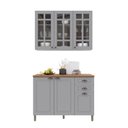 Ver imagem 2 de Cozinha Compacta Bariloche 6 Portas 2 Gavetas com Vidro e Pés 100% MDF Titânio Fosco - Indékes
