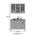 Ver imagem 4 de Cozinha Compacta Bariloche 6 Portas 2 Gavetas com Vidro e Pés 100% MDF Titânio Fosco - Indékes