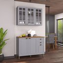 Ver imagem 1 de Cozinha Compacta Bariloche 6 Portas 2 Gavetas com Vidro e Pés 100% MDF Titânio Fosco - Indékes