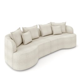 Sofá Living Decorativo Salinas 2 Lugares com Almofadas 210cm Modulado Bouclê Off White G33- Gran Bel - 5