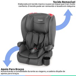 Cadeirinha de Bebe Para Auto Dobrável De 9 Até 36 kg Grupos 1, 2 e 3 Mib Cinza Galzerano - 2