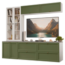Ver imagem 3 de Estante Sala de Estar com Rack + Cristaleira 230cm Branco/verde/branco Vik Madesa 01