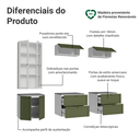 Ver imagem 5 de Estante Sala de Estar com Rack + Cristaleira 230cm Branco/verde/branco Vik Madesa 01