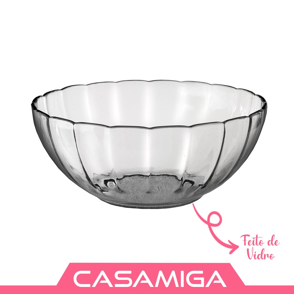 Saladeira Fruteira Bowl Tigela Vidro Transparente 1000ml - 2