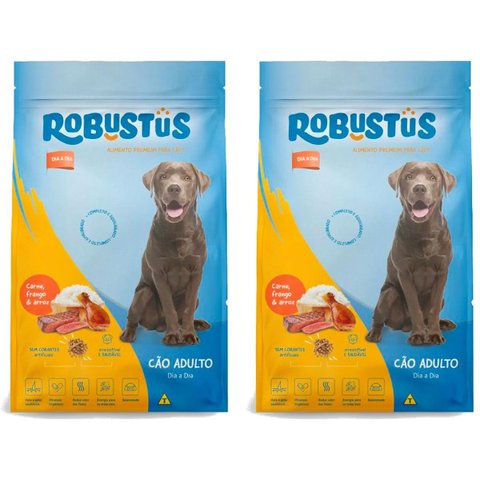 Kit 02 Unidades Ração Robustus para Cães Adultos Todo Dia 15kg