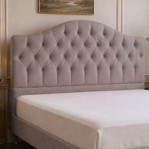Cabeceira Casal Balence 140cm Fixação no Box Madeira Maciça Veludo Amêndoa Sallar Home