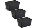 Ver imagem 1 de Kit 3 Caixas Organizadoras C/ Tampa Grande 15 L Rattan Preta