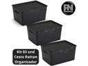 Ver imagem 2 de Kit 3 Caixas Organizadoras C/ Tampa Grande 15 L Rattan Preta