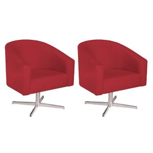 Kit 02 Poltronas Luiza Base Giratória de Metal Suede - Doce Sonho Móveis Vermelho