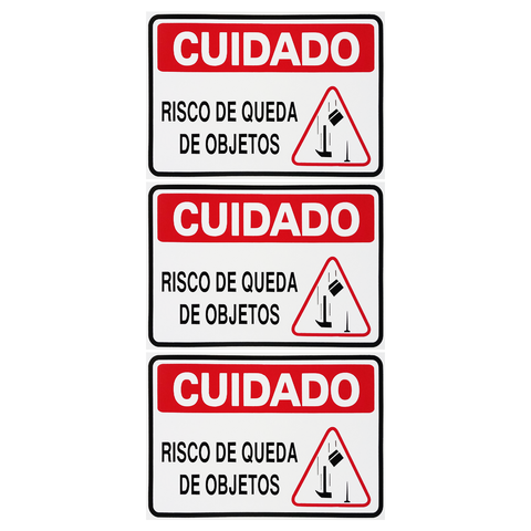 Combo 10 Placas de Sinalização Cuidado Risco de Queda de Objetos 30x20 Acesso - S-226/2 F9e