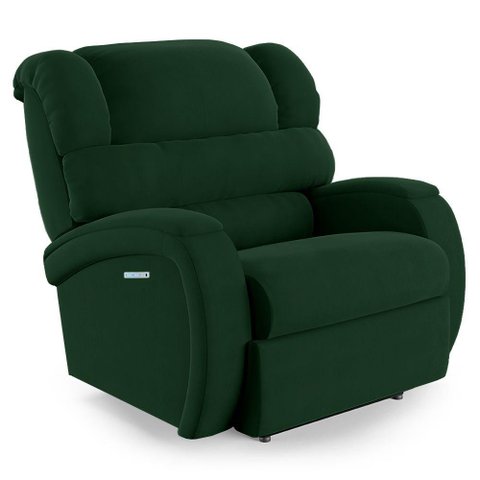 Poltrona do Papai Reclinável Napoli Elétrica Botão Led Massagem Veludo Verde Fh1