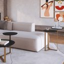 Ver imagem 5 de Kit Mesa Centro e Lateral Chanfrada Pes Metal Dourado Nero Artesano