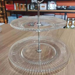 Kit 5 Porta Doces Festas Duplo 2 Andares 23x25cm Cristal Salgados Docinhos - 9 Kit 5 Porta Doces Festas Duplo 2 Andares 23x25cm Cristal Salgados Docinhos - 9