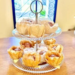 Kit 5 Porta Doces Festas Duplo 2 Andares 23x25cm Cristal Salgados Docinhos - 4 Kit 5 Porta Doces Festas Duplo 2 Andares 23x25cm Cristal Salgados Docinhos - 4