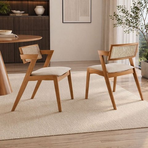 Kit 2 Cadeiras Maciça com Telinha Braço Oslo Luxo Imperial