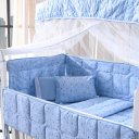 Ver imagem 1 de Edredom de Berço Malha 100% Algodão Antialérgico 95x140cm Póa Azul