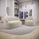 Ver imagem 2 de Kit 02 Poltronas Giratória e 01 Sofá Orgânico Glee 03 Lugares 170cm Veludo Bege - Desk Design