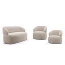 Ver imagem 1 de Kit 02 Poltronas Giratória e 01 Sofá Orgânico Glee 03 Lugares 170cm Veludo Bege - Desk Design